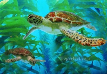 Grüne Meeresschildkröten Ölgemälde